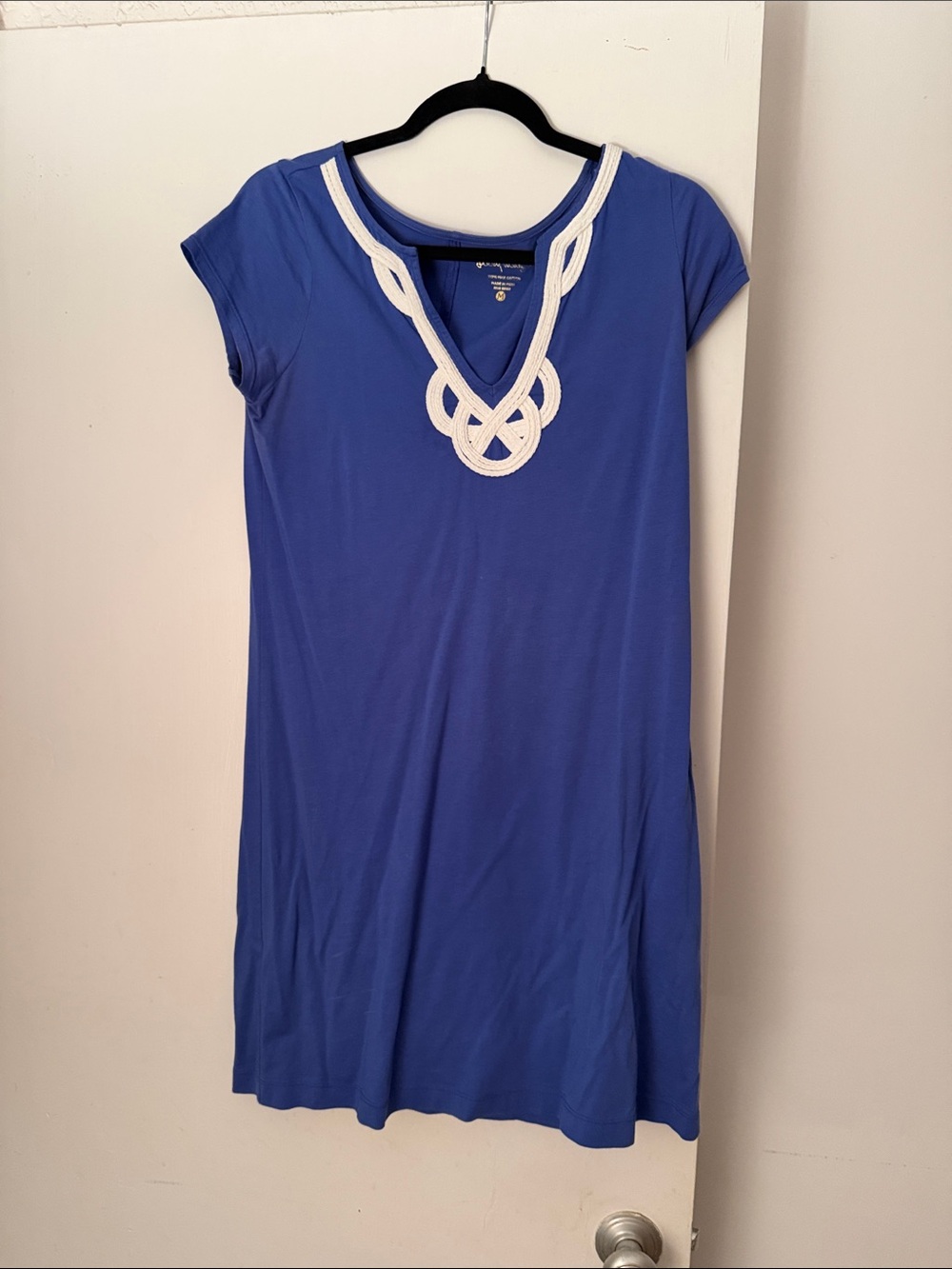 Lilly Pulitzer Royal Blue Knit Tunic with White Embroidered V-Neck